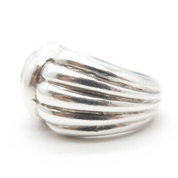 925 Sterling Silver Vintage Puffy Ribbed Cocktail Ring Size 7 - Picture 6 of 9
